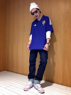 「ジャパンブルー」｜「アイテム（ニットキャップ/ビーニー）」を使った、Kenichiさん（メンズ・177cm）の夏コーディネート