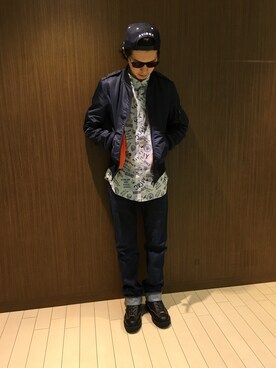 「TYPE BLUE（タイプブルー）のアイテム（トップス）」を使った、Kenichiさん（メンズ・177cm）の秋コーディネート