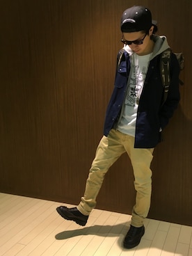 「shirts．（シャツ）のアイテム」を使った、Kenichiさん（メンズ・177cm）の秋コーディネート