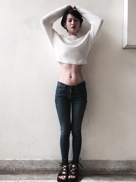 「LiVES（ライヴズ）のアイテム」を使った、Reinaさん（レディース・155cm）の春コーディネート