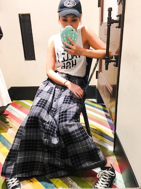 「BASQUIAT（バスキア）のアイテム」を使った、mayuさん（レディース・168cm）の夏コーディネート