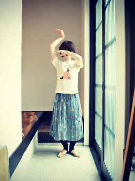 「Jocomomola（ホコモモラ）のアイテム（パンプス）」を使った、えんどうまめこさん（レディース・148cm）の夏コーディネート