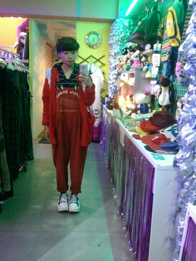 「アイテム（つなぎ/オールインワン、オレンジ系）」を使った、Yu  hungさん（レディース・153cm）の春コーディネート
