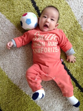 「hoovar wonderのアイテム（Rompers、オレンジ系）」を使った、yukikiさん（レディース・60cm）の秋コーディネート
