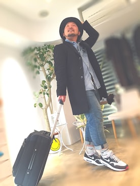「アイテム（スーツケース/キャリーバッグ）」を使った、甲斐　ジュンヤさん（メンズ・170cm）の春コーディネート
