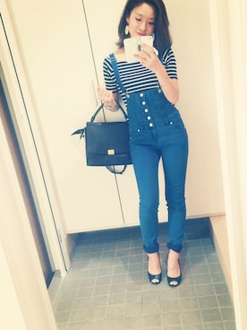 「CELINE」｜「アイテム（オールインワン・サロペット）」を使った、akaneiwashinaさん（レディース・156cm）の夏コーディネート