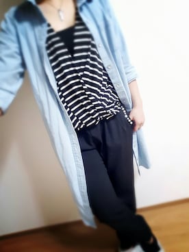 「デニムシャツワンピ」｜- M i K i -さん（レディース・156cm）の夏コーディネート