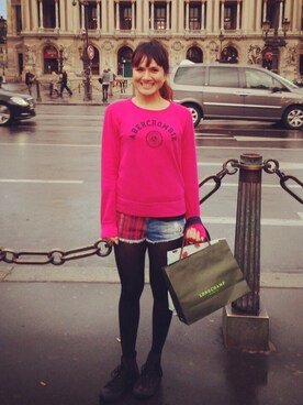 「Abercrombie&Fitch（アバークロンビーアンドフィッチ）のアイテム（スウェット）」を使った、yurika semaさん（レディース・168cm）の夏コーディネート