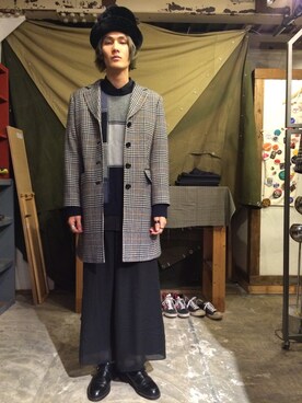 「PENDLETON（ペンドルトン）のアイテム（チェスターコート）」を使った、yoshioka koheiさん（メンズ・178cm）の冬コーディネート