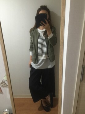 「HusHusH（ハッシュアッシュ）のアイテム（ノーカラージャケット）」を使った、ecoさん（レディース・153cm）の秋コーディネート