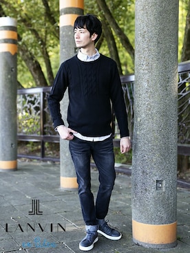 「テーパードデニム」｜DANNYさん（メンズ・177cm）の冬コーディネート