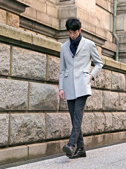 LANVIN en Bleuのチェスターコートを使ったメンズ人気ファッション