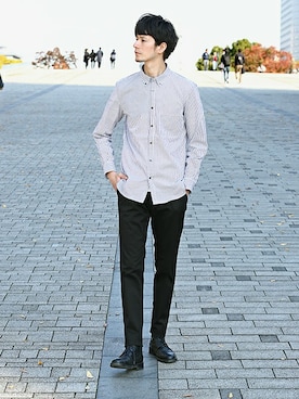 「LANVIN en Bleu(ランバンオンブルー)のアイテム(チノパンツ)」を使った、DANNYさん(メンズ・177cm)の冬コーディネート