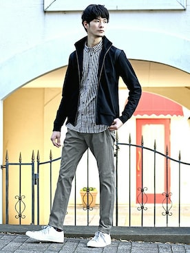 「アイテム（ジャージ）」を使った、DANNYさん（メンズ・177cm）の冬コーディネート