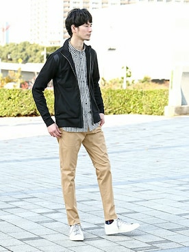 「アイテム（ジャージ）」を使った、DANNYさん（メンズ・177cm）の冬コーディネート