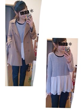 「ぺプラムトップス」｜「アイテム（トレンチコート）」を使った、maa＊さん（レディース・157cm）の冬コーディネート