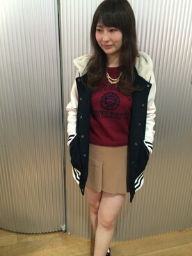 「キュロット」｜「アイテム（スタジャン）」を使った、ayuさん（レディース・162cm）の秋コーディネート