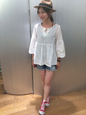 「shirts．（シャツ）のアイテム」を使った、ayuさん（レディース・162cm）の夏コーディネート