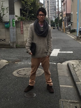 「TOMMY（トミー）のアイテム（チノパンツ）」を使った、Kyota69さん（メンズ・166cm）の秋コーディネート