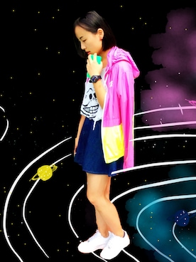 「NIKE（ナイキ）のアイテム（スウェット、ピンク系）」を使った、craziestcandiさん（レディース・162cm）の秋コーディネート