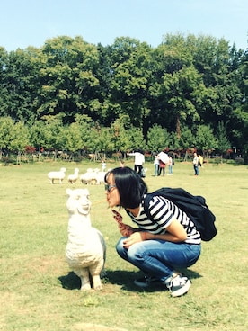 「mujiのアイテム（Tシャツ/カットソー、ブラック系）」を使った、craziestcandiさん（レディース・162cm）の秋コーディネート