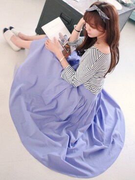 「11AM（-）のアイテム（スカート）」を使った、11AMさん（レディース・164cm）の夏コーディネート