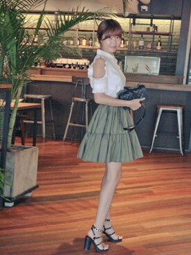 「11AM（-）のアイテム（スカート）」を使った、11AMさん（レディース・164cm）の夏コーディネート