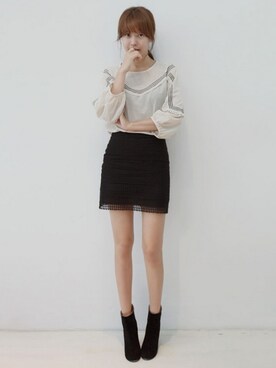 「11AM（-）のアイテム（スカート）」を使った、11AMさん（レディース・164cm）の夏コーディネート
