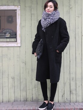 「11am」｜「アイテム（ムートンコート）」を使った、11AMさん（レディース・163cm）の冬コーディネート