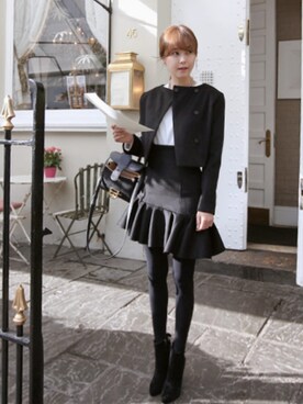 「アシンメトリー」｜「アイテム（セットアップ）」を使った、11AMさん（レディース・163cm）の冬コーディネート