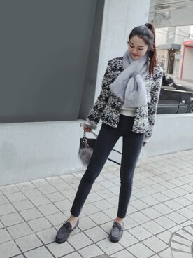 「11am」｜「アイテム（その他アウター）」を使った、11AMさん（レディース・163cm）の冬コーディネート