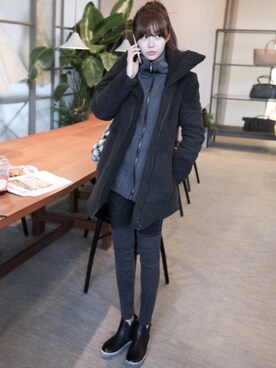 「11am」｜「アイテム（ダウンジャケット/コート）」を使った、11AMさん（レディース・164cm）の冬コーディネート
