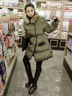 「11am」｜「アイテム（ダウンジャケット/コート）」を使った、11AMさん（レディース・162cm）の冬コーディネート
