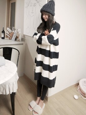 「11am」｜「アイテム（ニットキャップ/ビーニー）」を使った、11AMさん（レディース・162cm）の冬コーディネート