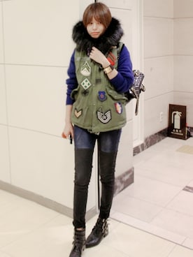 「インディゴデニム」｜11AMさん（レディース・162cm）の冬コーディネート