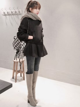 「11am」｜「アイテム（ブーツ）」を使った、11AMさん（レディース・162cm）の冬コーディネート