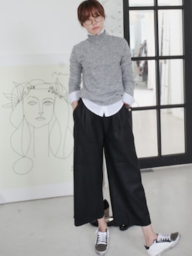 「ガウチョパンツ」｜11AMさん（レディース・162cm）の冬コーディネート