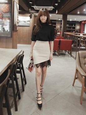 「ハイネックトップス」｜11AMさん（レディース・162cm）の冬コーディネート