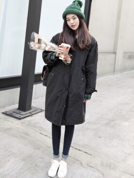 「11am」｜「アイテム（モッズコート）」を使った、11AMさん（レディース・164cm）の冬コーディネート