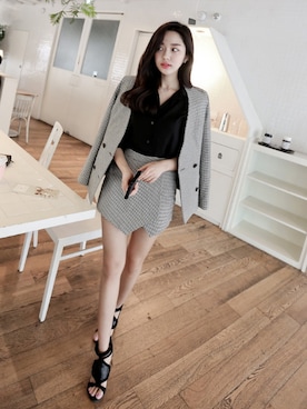 「キュロットパンツ」｜「アイテム（ジャケット/アウター）」を使った、11AMさん（レディース・164cm）の春コーディネート