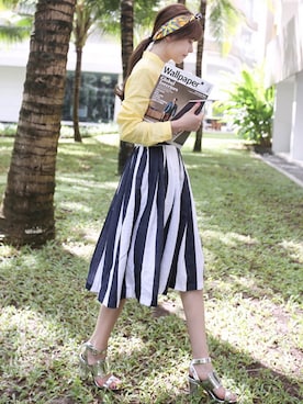 「アイテム（シャツ/ブラウス、イエロー系）」を使った、11AMさん（レディース・162cm）の春コーディネート