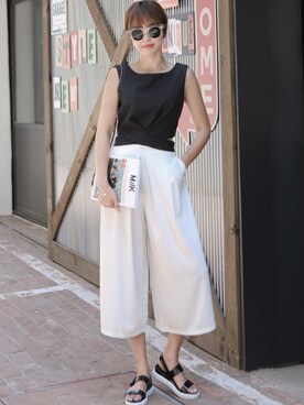 「11am」｜「アイテム（オールインワン・サロペット）」を使った、11AMさん（レディース・162cm）の夏コーディネート