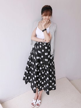 「アイテム（ヘアバンド）」を使った、11AMさん（レディース・162cm）の夏コーディネート