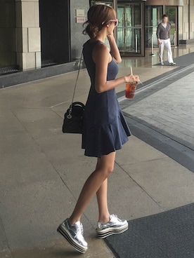 「韓国ファッション」｜11AMさん（レディース・162cm）の夏コーディネート