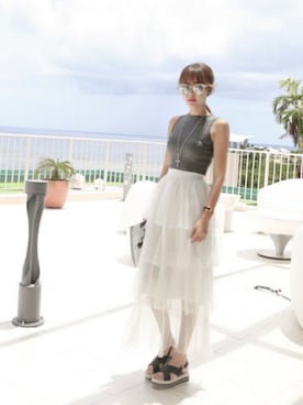 「ティアードスカート」｜11AMさん（レディース・162cm）の夏コーディネート