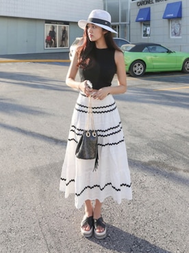 「アイテム（タンクトップ、グレー系）」を使った、11AMさん（レディース・164cm）の夏コーディネート