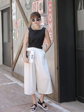 「11am」｜「アイテム（オールインワン・サロペット）」を使った、11AMさん（レディース・162cm）の夏コーディネート