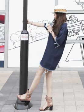 「ヴィンテージワンピース」｜「アイテム（帽子）」を使った、11AMさん（レディース・162cm）の夏コーディネート