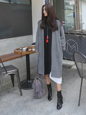 「ロングカーディガン」｜11AMさん（レディース・164cm）の秋コーディネート