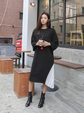 「スウェットワンピース」｜11AMさん（レディース・164cm）の秋コーディネート